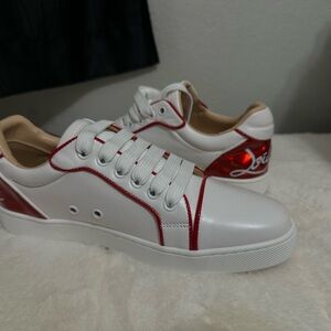 Christian Louboutin White and Red Fashion Sneakers